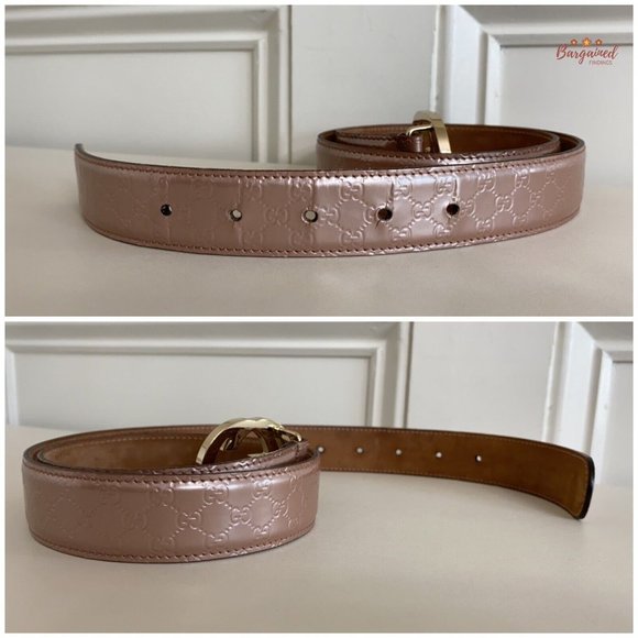 Authentic Gucci Pink Microguccissima Patent Leather Interlocking G Belt 80/32 - Picture 11 of 13